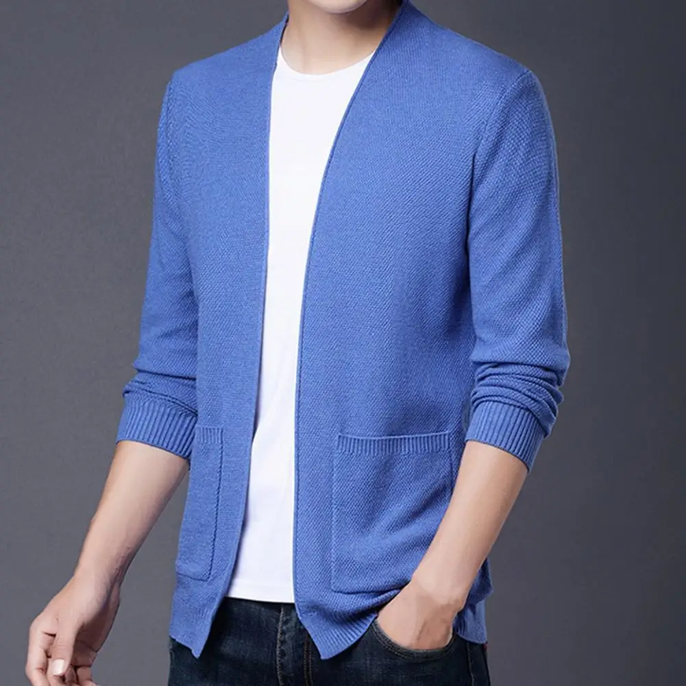 

Stylish Men Solid Color Knitwear Sweaters Male Cardigan Coat Thin