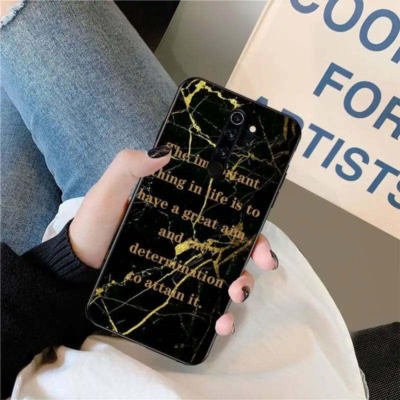 CUTEWANAN Inspirational quotes on marble Phone Case Cover for Redmi Note 8 8A 7 6 6A 5 5A 4 4X 4A Go Pro Plus Prime | Мобильные