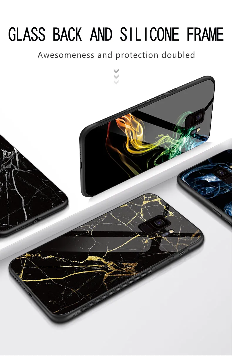 Чехол для телефона для samsung Galaxy A40 A50 A60 M40 A70 A6S A8S S7 S8 S9 S10 S6edge Plus Note 8 9 Tempered Стекло Мрамор туманность