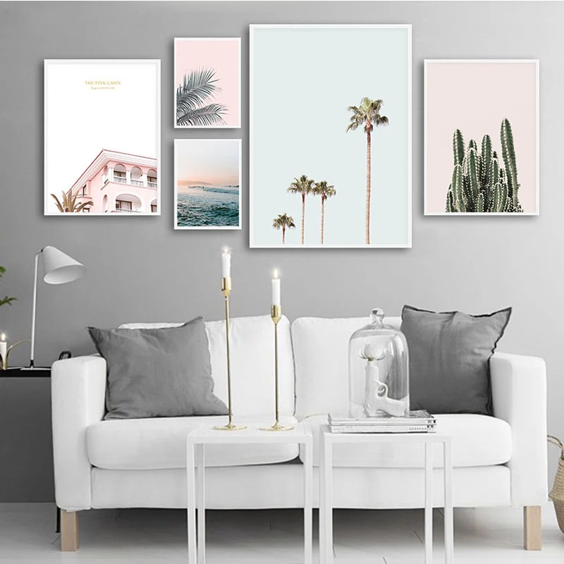Скандинавский пейзаж картины на холсте плакат Nordic Стиль океан кактус с