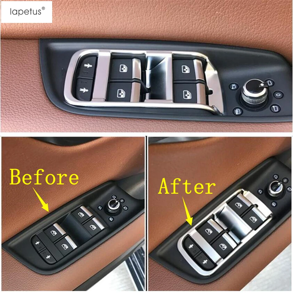 

Lapetus Accessories Fit For Audi Q7 2016 - 2019 Inside Car Door Handle Panel Surround Window Lift Switch Molding Cover Kit Trim