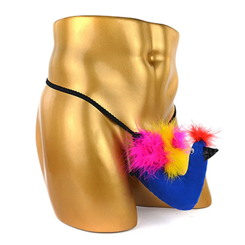 Men's erotic lingerie cartoon bird thong sexy T pants nightclub gay chick Christmas white | Тематическая одежда и