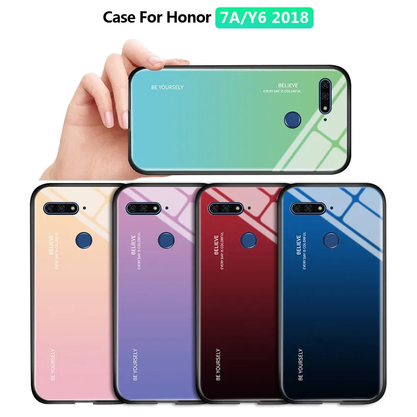 Для huawei Y6 Prime 2018/Honor 7A/Enjoy 8E роскошный градиентный чехол Aurora Rainbow Противоударная