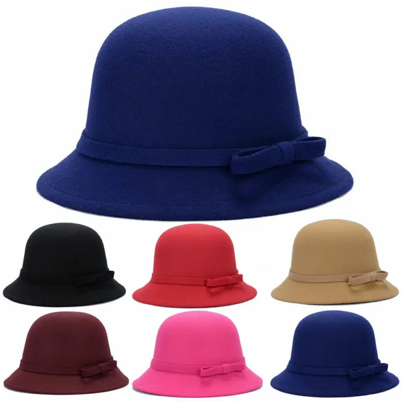 Женская шерстяная шляпа Колокол 6 цветов|Женские Skullies и шапочки| |