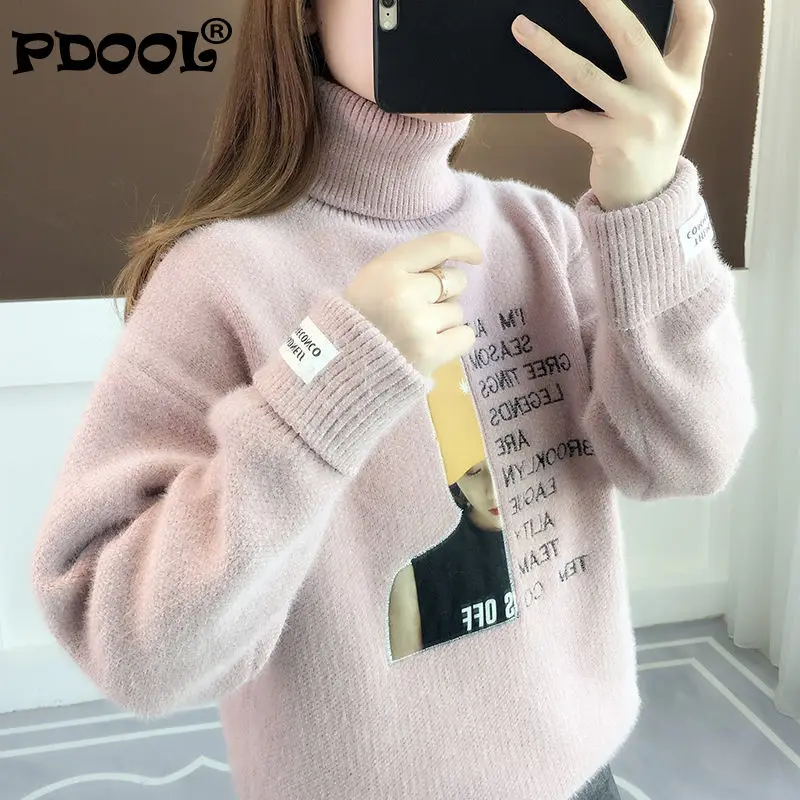 

Норковый пуловер из синели с высоким воротом, свитер, Женский Новый Свободный корейский на осень и зиму, новая коллекция 2021, универсальный у...