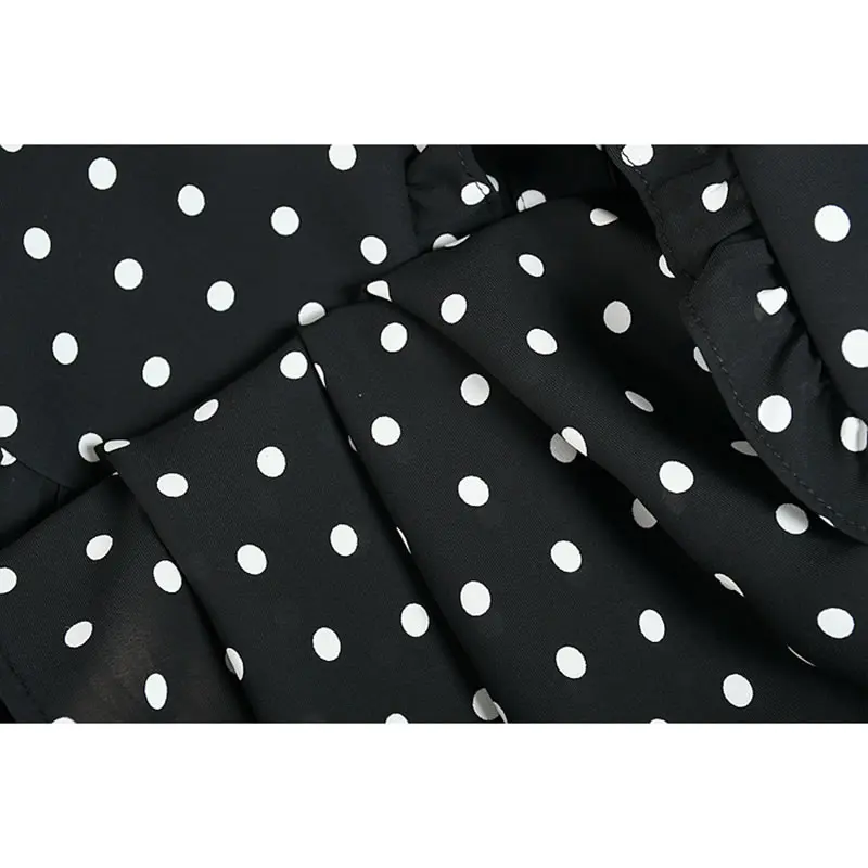 

XITAO Chiffon Dot Print Women Shirt Summer New Peter Pan Collar Splicing Edible Tree Fungus Casual Loose All-match Top WLD6461