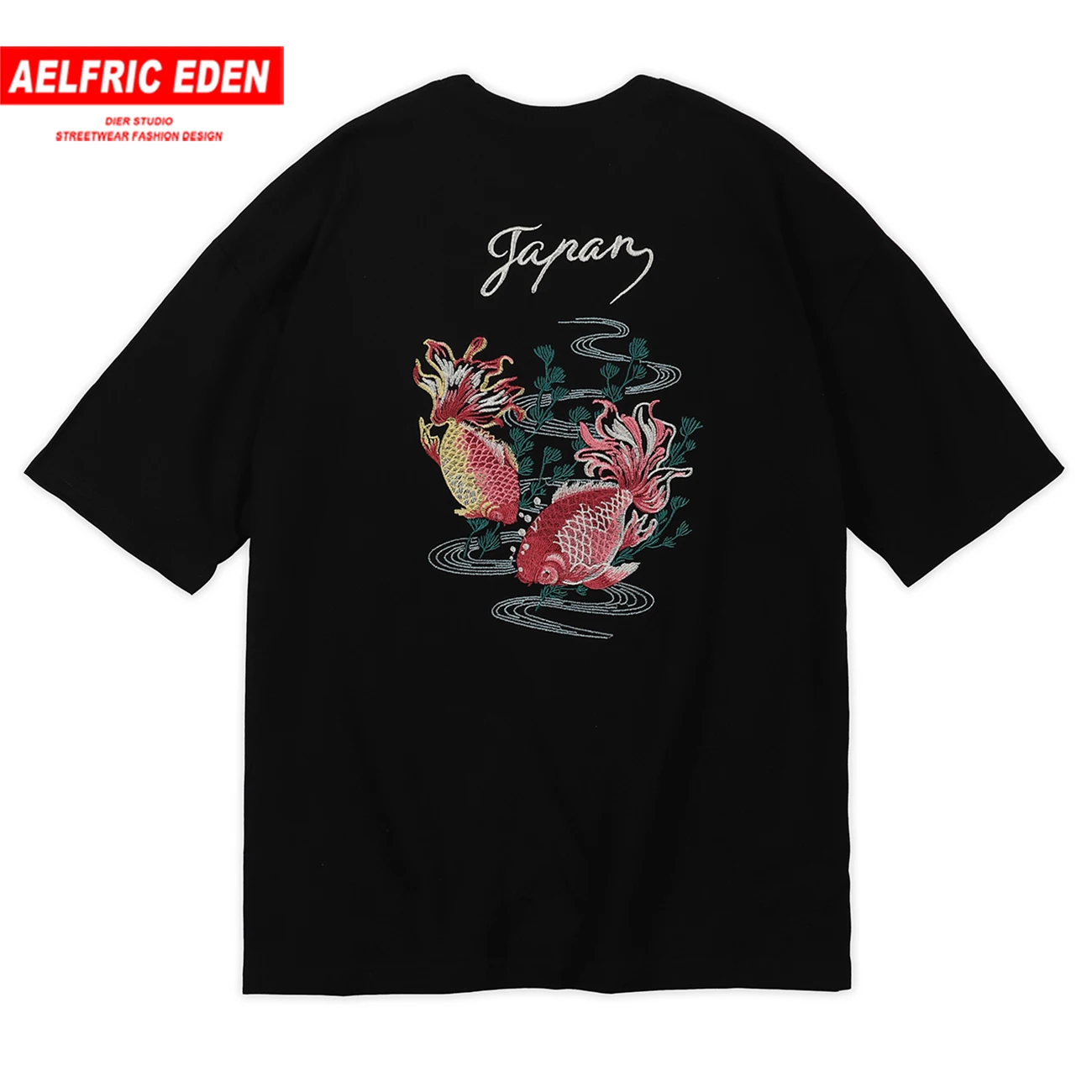 Aelfric Eden Fish футболка с вышивкой Мужская свободная летняя 2020 Harajuku футболки уличная