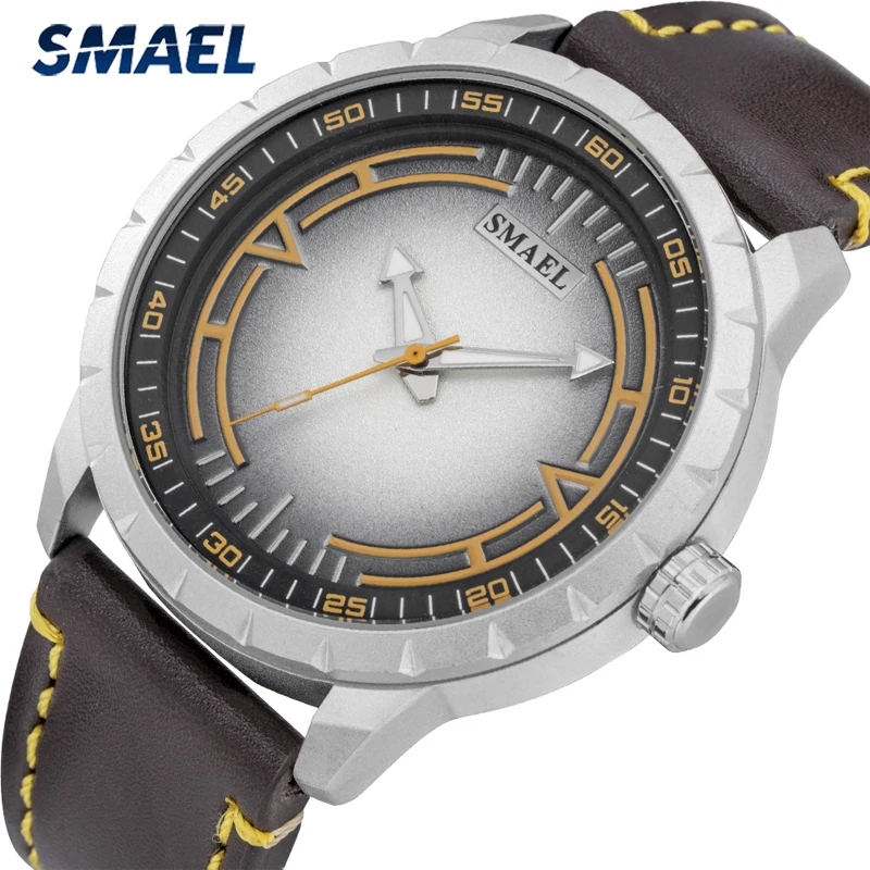 

SMAEL Casual Leather Men Sport Watches Luxury Brand Waterproof Quartz Watch Fashion Military Men Wrist Watch Relogio Masculino