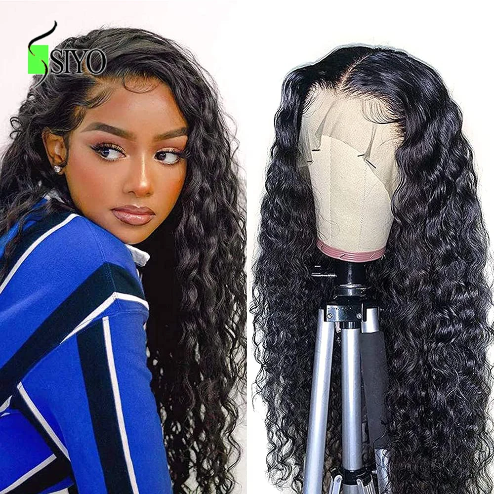 

Siyo Brazilian Water Wave 13x1 Lace Closure Wig Pre Plucked Lace Remy Wig 100% Human Hair For Black Women Long Wavy Curly Wigs