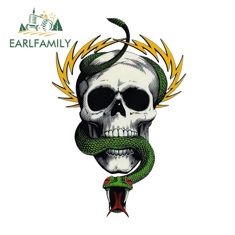 

EARLFAMILY 13 см x 8,7 см, Майк МакГилл, череп и змея, креативный стикер JDM, автомобильные наклейки, водонепроницаемые аксессуары, наклейка на бампер