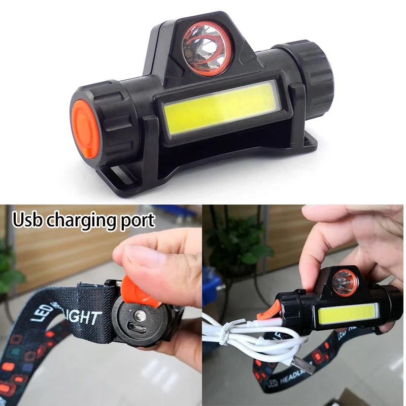 

Mini COB LED Headlight Headlamp Flashlight Head Torch Frontal Lamp USB Rechargeable Built-in 18650 Camping Hiking Night