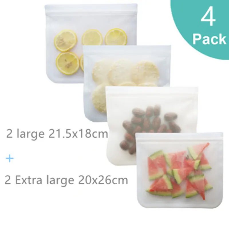2 Medium and 2 large 10 упаковок силиконовый мешок с зажимом мешок многоразовая емкость для заморозки Ziplock герметичный Топ фрукты ланч бокс-FDA утвержден BPA бесплатно - Цвет: 2 Medium and 2 large