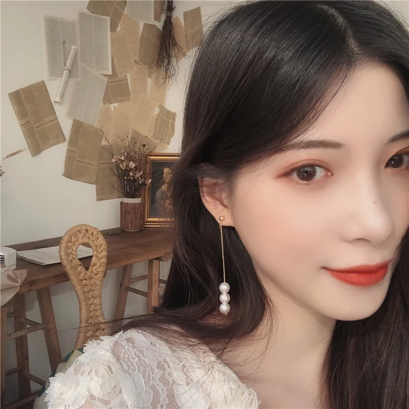 2021 новые длинные серьги с жемчугом модные туфли в стиле ретро Джокер темперамент