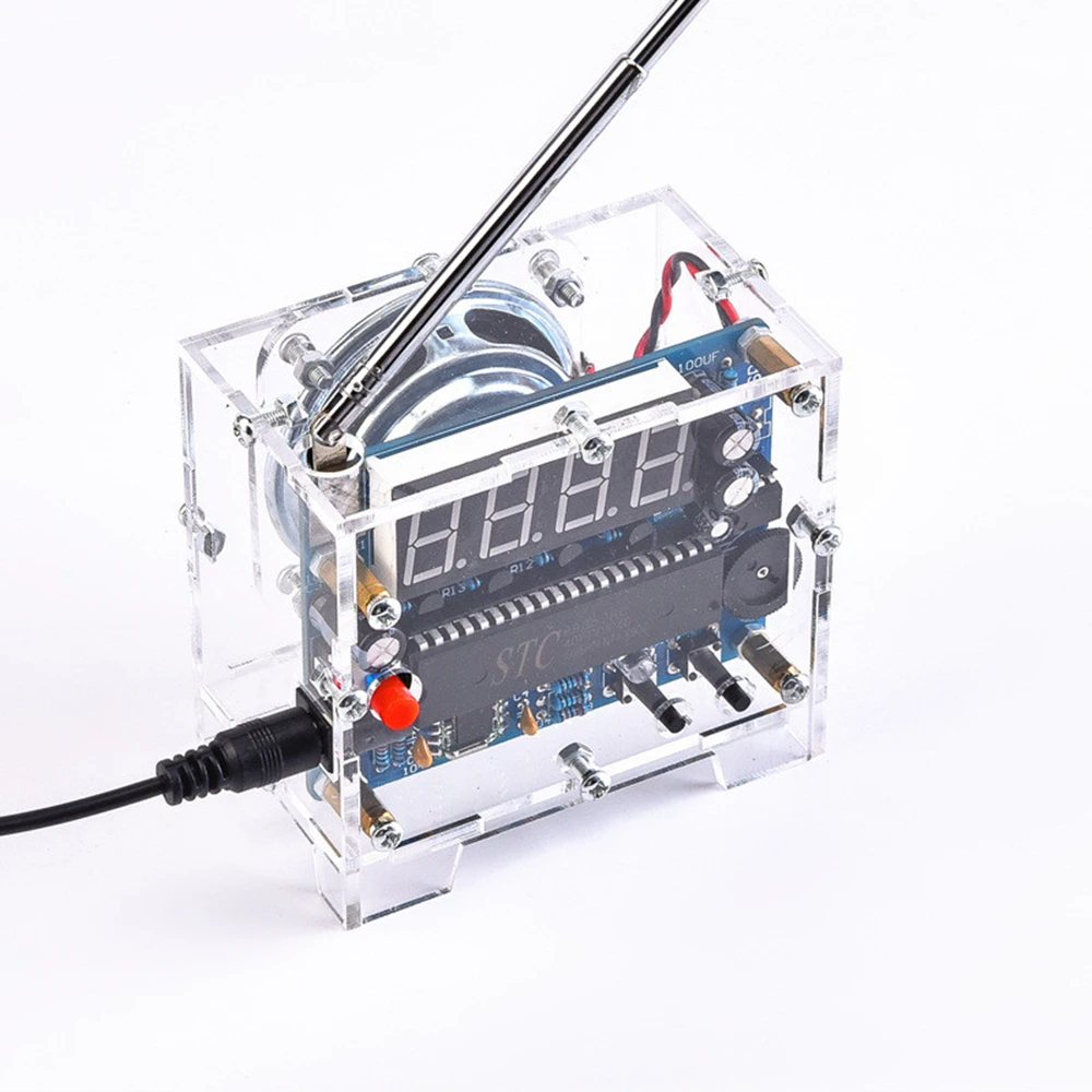 Radio DIY Kit 87MHz-108MHz Mini TEA5767 FM Receiver DC LED Digital Display 5W Speaker Antenna Transparent Shell |