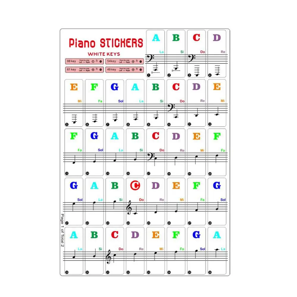 88/61 клавиши пианино красочные Стикеры s Прозрачная Съемная наклейка в