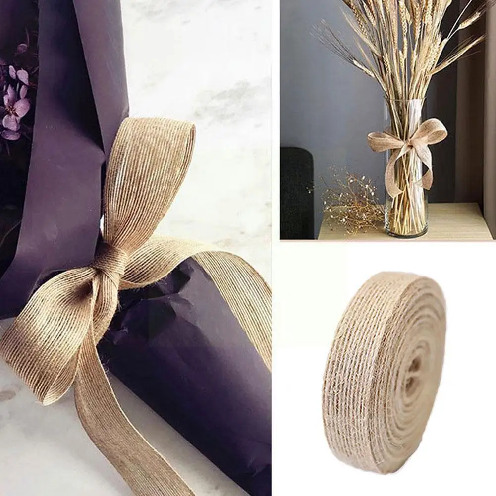 

10M/Roll Vintage Natural Jute Ribbon For DIY Wedding Bouquet Crafts Gift Garland Home Birthday Box Accessories Decoration P G6O4