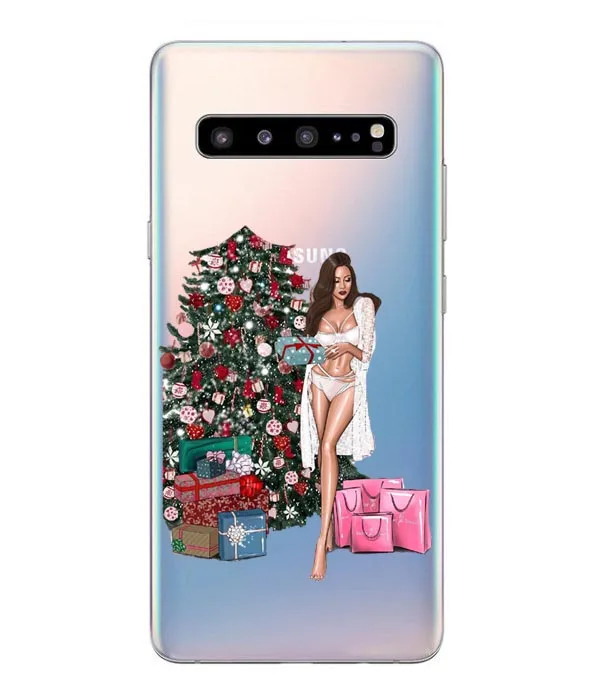 Мультяшный Рождественский чехол для samsung Galaxy S10 Lite S10 Plus, мягкий чехол для телефона с Санта Клаусом для samsung S6 S7 Edge S8 S9 Plus, чехол