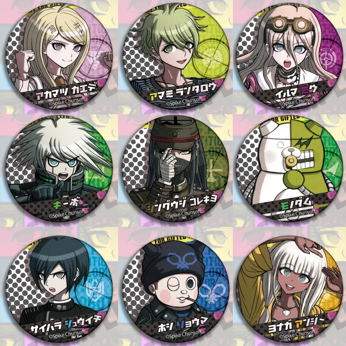 Anime Danganronpa V3 Hinata Hajime Sonia·Nevermind 58mm Figure Badge Round Brooch Pin Gifts Kids Collection Toy