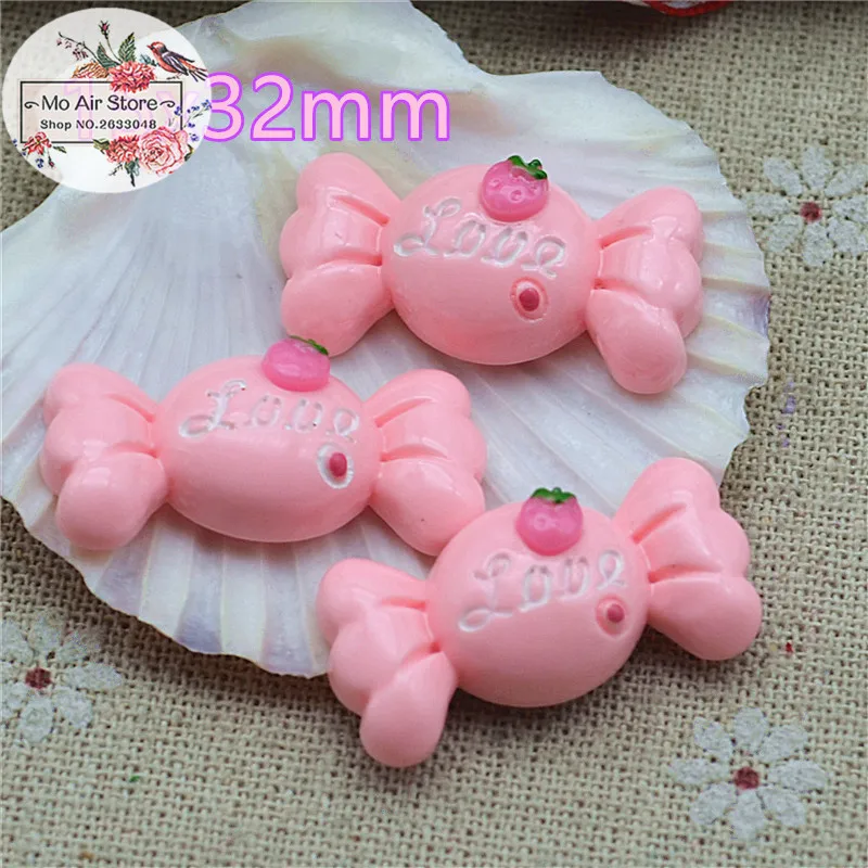 

10PCS pink strawberry candy fruit Flat back Cabochon imitation food Art Supply Decoration Charm Craft