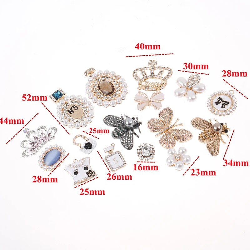 1pc Metal Charms Butterfly Bee Pearl Designer Shoe Bling Rhinestone Clog Shoes Croc Accessories | Обувь