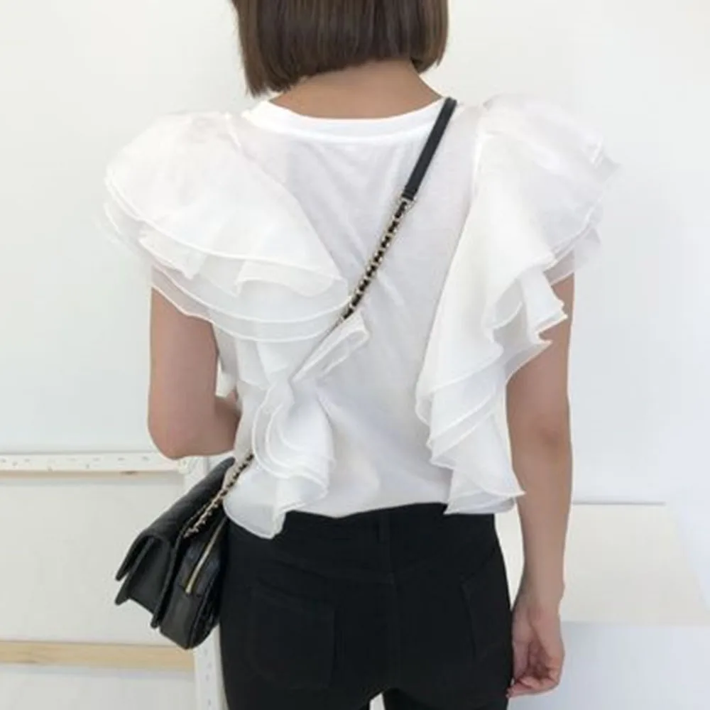 Футболка женская свободного покроя в Корейском стиле модная однотонная белая