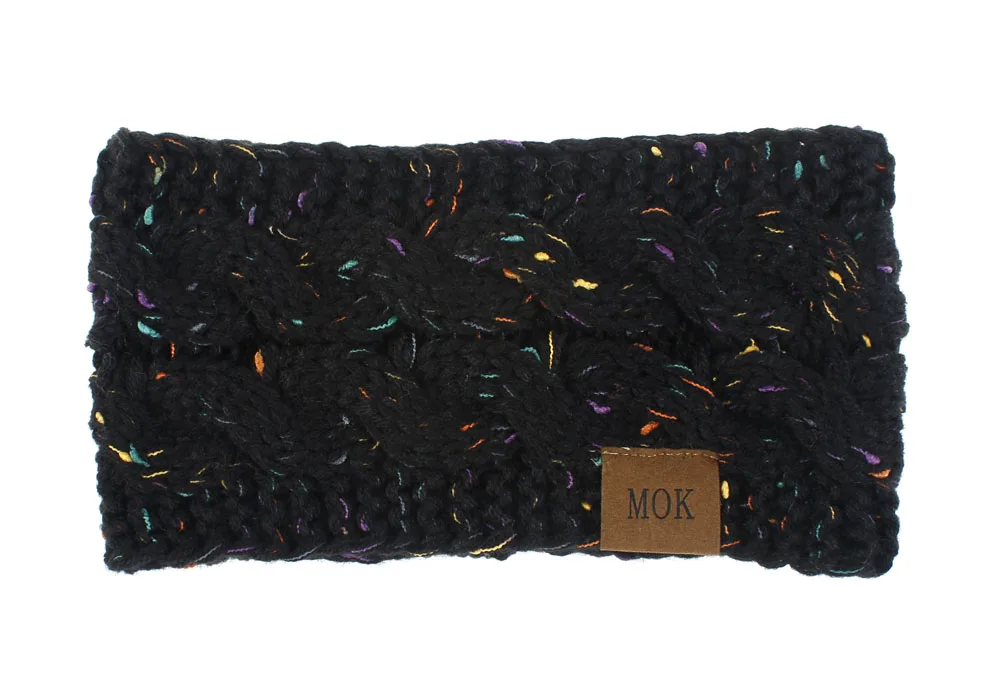 confetti black 21 цвет, Женский хвостик, шапки, вязаные крючком, без верха, шапки, конфетти, точки, уши, теплые повязки для волос, аксессуары для волос, дамские грязные булочки - Цвет: confetti black