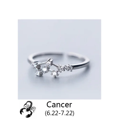 Cancer Trustdavis женские 12 Созвездие CZ модные ювелирные изделия из чистого серебра 925 пробы кольца на палец Лучший подарок DA348 - Цвет основного камня: Cancer