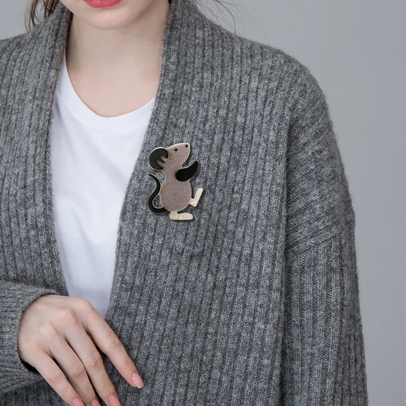 Funmor Kawaii Mouse Brooches Artificial Leather Acrylic Pin Women Children Gathering Party Accessories Sweater Jackets Ornaments | Украшения