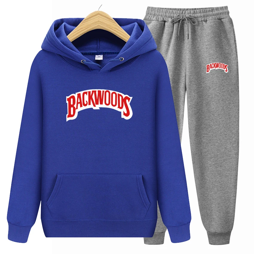 

Fashion brand Backwoods Men's Set Fleece Hoodie Pant Thick Warm Tracksuit Sportswear Hooded Track Suits Male Sweatsuit Tracksuit