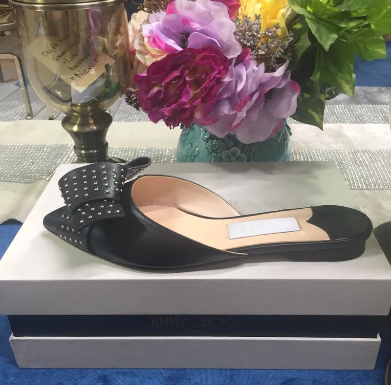 

High Quality Women Sandals Pointed Toe Ladies Sandals Slippers Fashion Genuine Leather Flat Slides Causal Shoes