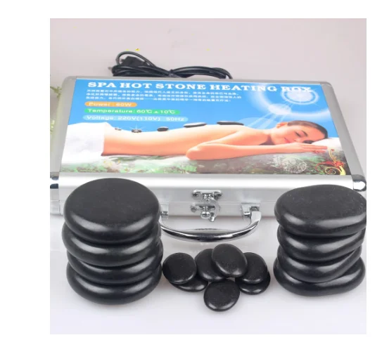 16pcs/set Hot Stone Massage Set Heater Box Relieve Stress Back Pain Health Care Acupressure Lava Basalt Stones for Healthcare | Красота и