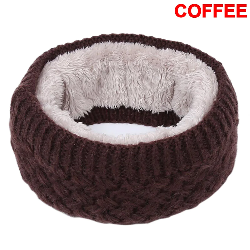 coffee Scarf Зимний теплый матовый вязаный шейный шарф-петля, уплотненная теплая круглая обертка, шарф-хомут с петлей, женский шарф для катания на лыжах и альпинизма - Цвет: coffee Scarf