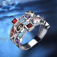 milangirl fashion ring with colorful oval rectangular fashionable zircon engagement wedding ring for women crystal accessories