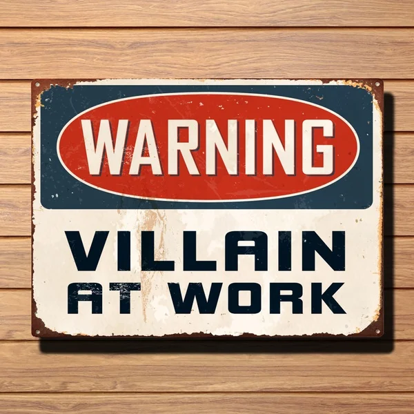 

Злодей на работе, забавный металлический винтажный Старый жестяной знак, искусство гаража