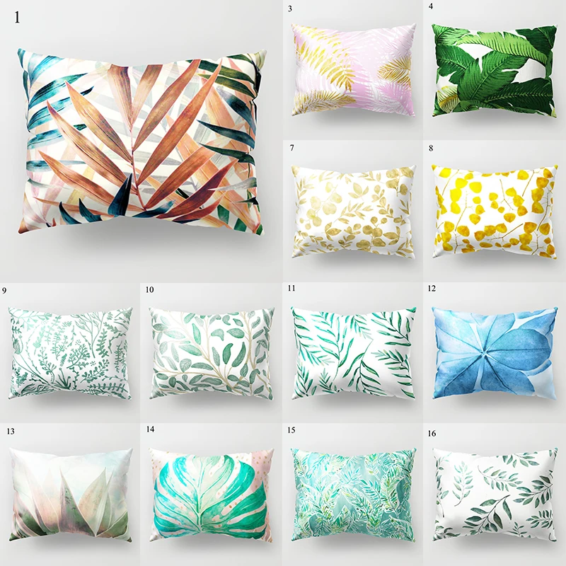 

Tropical Plants Leaves Pillow Cases 30x50cm Pillowcase Polyester Pillow Covers Fashion Sofa Decorative Cushion Cover New