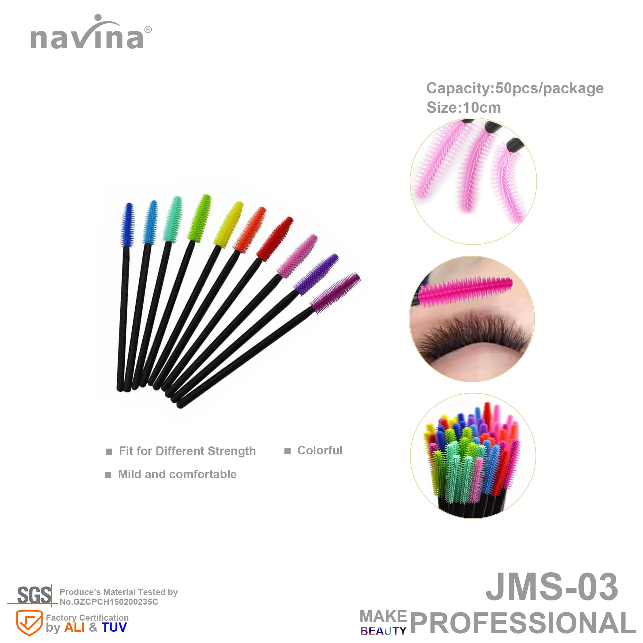 navina JMS-03 full color brush, 500pcs/10bags, Multipurpose Brush, eyelash, clean and remove