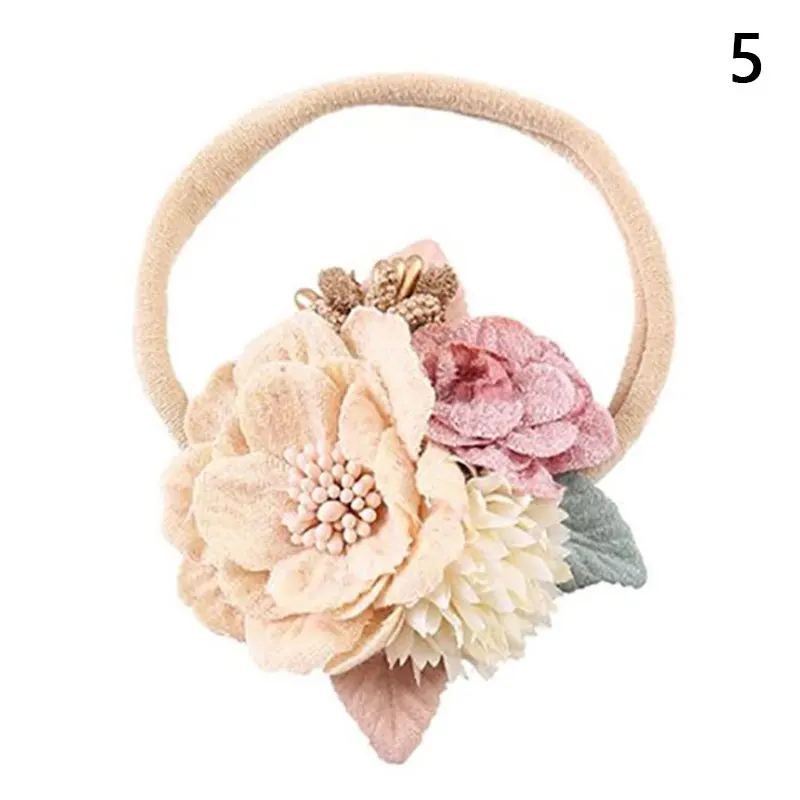 

Korean Girl Baby Headbands Baby Elastic Princess Floral Hairbands Kids Pearl Flower Fresh Style Cute Hair Accessories