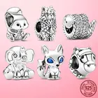 Браслет Pandora из серебра 925 пробы с изображением животных, лошади, белки, слона, ламы, змеи, лисы