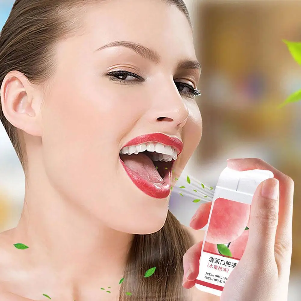 

20 мл освежитель дыхания для рта спрей персиковый мятный аромат уход плохой спрей лечение освежитель рта A5c8