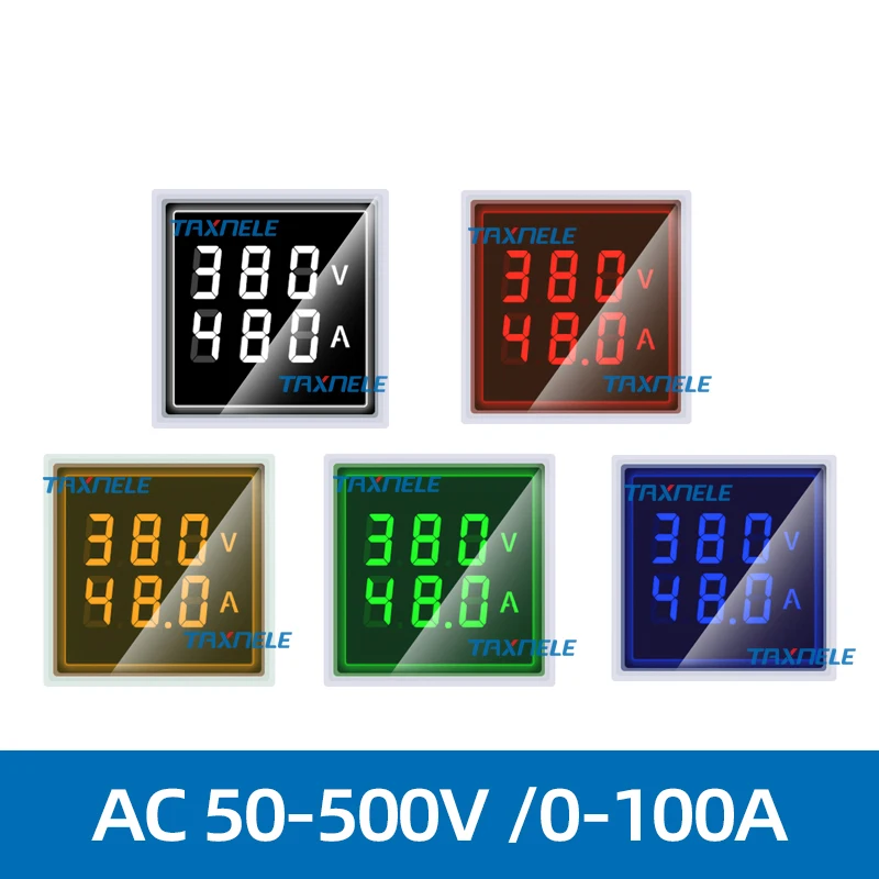 Voltage CurrentMeter 22 мм цифровой дисплей круглый квадратный двойной вольтметр амперметр ампер Ток Напряжение Герц частотомер Светодиодный светильник сигнала lndicator - Цвет: Voltage CurrentMeter
