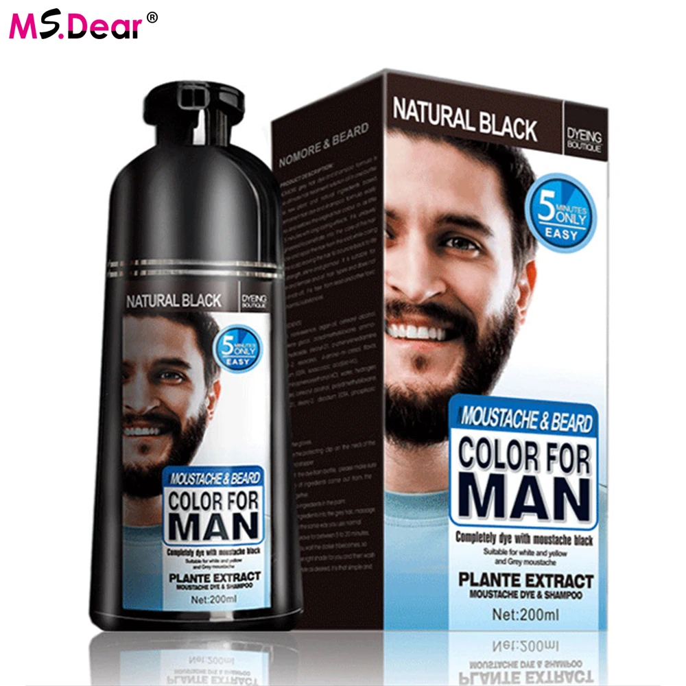 200ml Permanent Beard Dye Shampoo For Men Mustache Beard Dying Removal White Grey Beard Hair Men Beard Dye Shampoo
