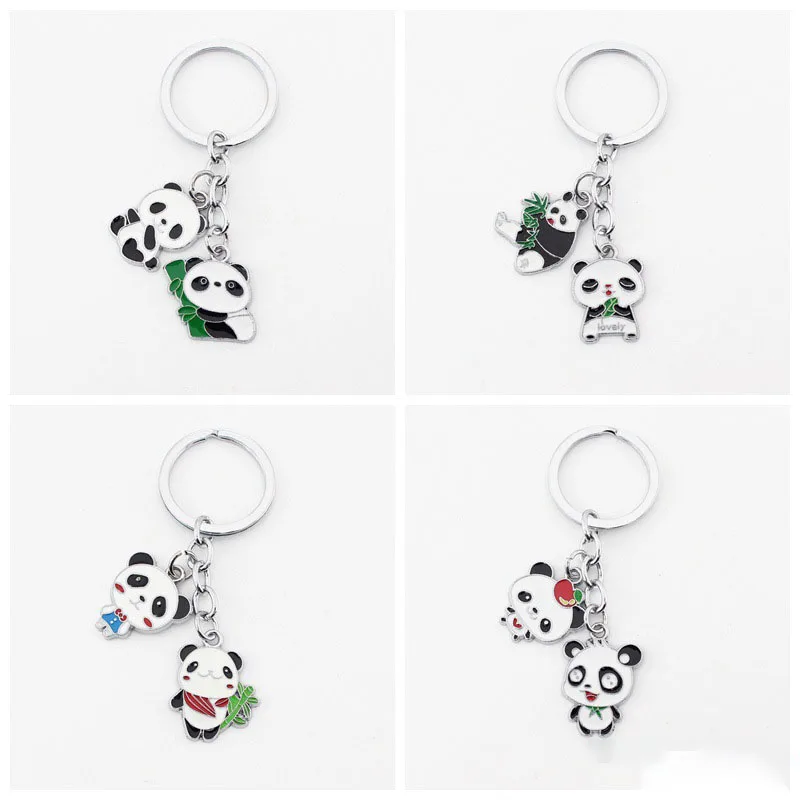 Модный брелок в виде милой китайской панды металлическая веревочная цепочка для