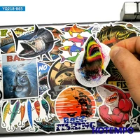 65pcs fisherman go fishing fashion fish outdoor art stickers for diy phone laptop luggage skateboard box tank bucket car sticker