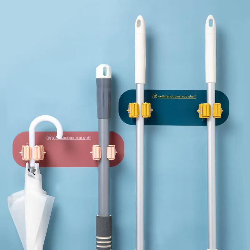 

Adhesive Wall Mounted Multifunctional Mop Organizer Holder Brush Broom Hanger Storage Rack Shelf Household Bathroom Hooks Tools