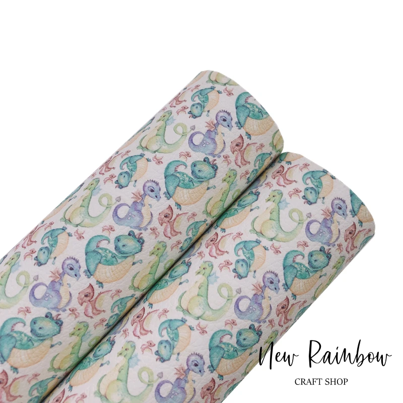 Новинка Радужный 30x13 8 см/рулон Agua Hello Dino Pu личи искусственная кожа для