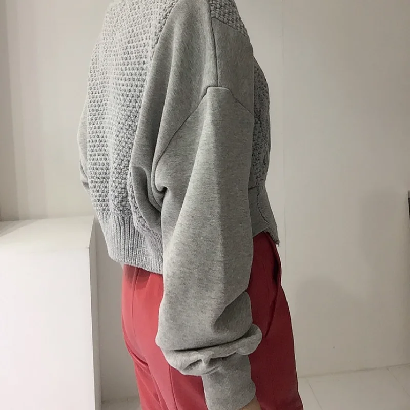 Свитшот женский в Корейском стиле с буквенным принтом вязаная Асимметричная