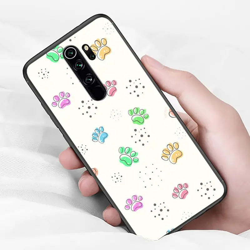 Чехол с котом и собачьей лапой для Xiaomi Redmi Note 9 9S Max 8T 8 7 6 5 Pro 5A 4X 4 мягкий черный |