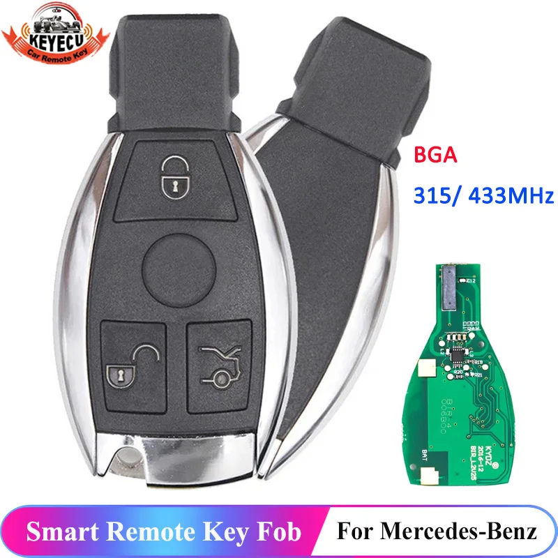 

KEYECU Auto Remote Key Support NEC and BGA Smart Key Fob 3 Button 315MHz/ 433MHz for Mercedes Benz 2000+ Year KYDZ