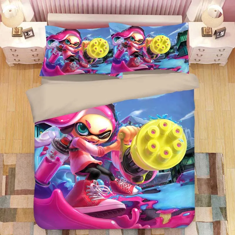 Splatoon мультяшный Комплект постельного белья, пододеяльники, наволочки Splatoon, 2 игровые одеяла, Комплект постельного белья s, постельное белье, Комплект постельного белья - Цвет: 9