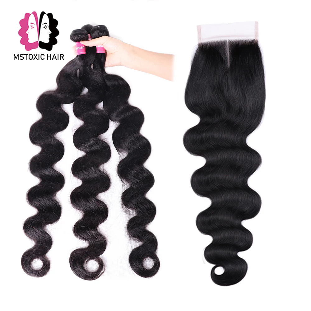 Mstoxic Body Wave Bundles With Closure 30inch - 40inch Brazilian Hair Remy Human | Шиньоны и парики